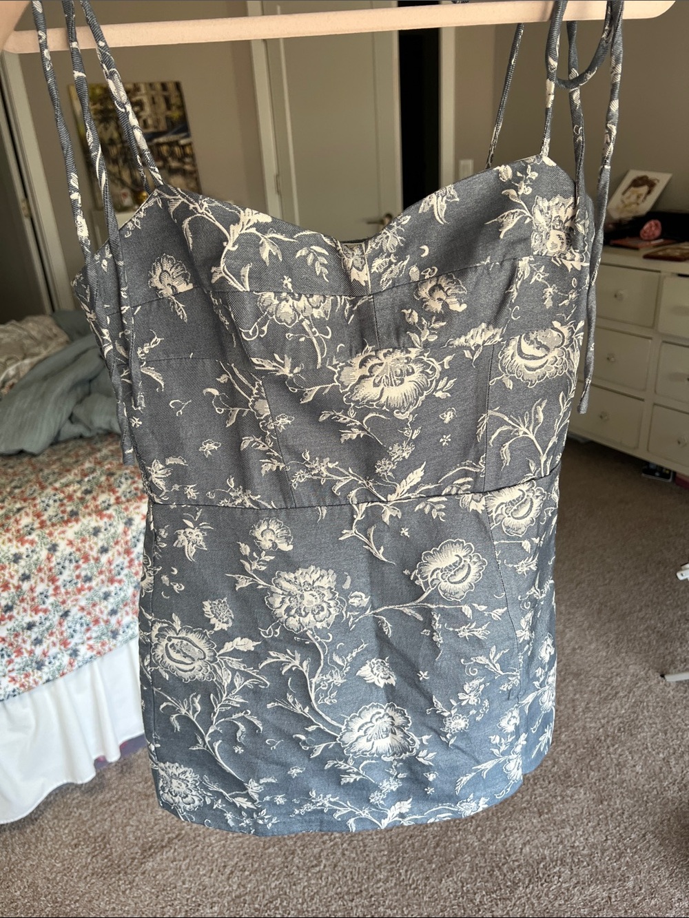 Amanda Uprichard Navy and White Floral Mini Dress - Picture 2 of 13